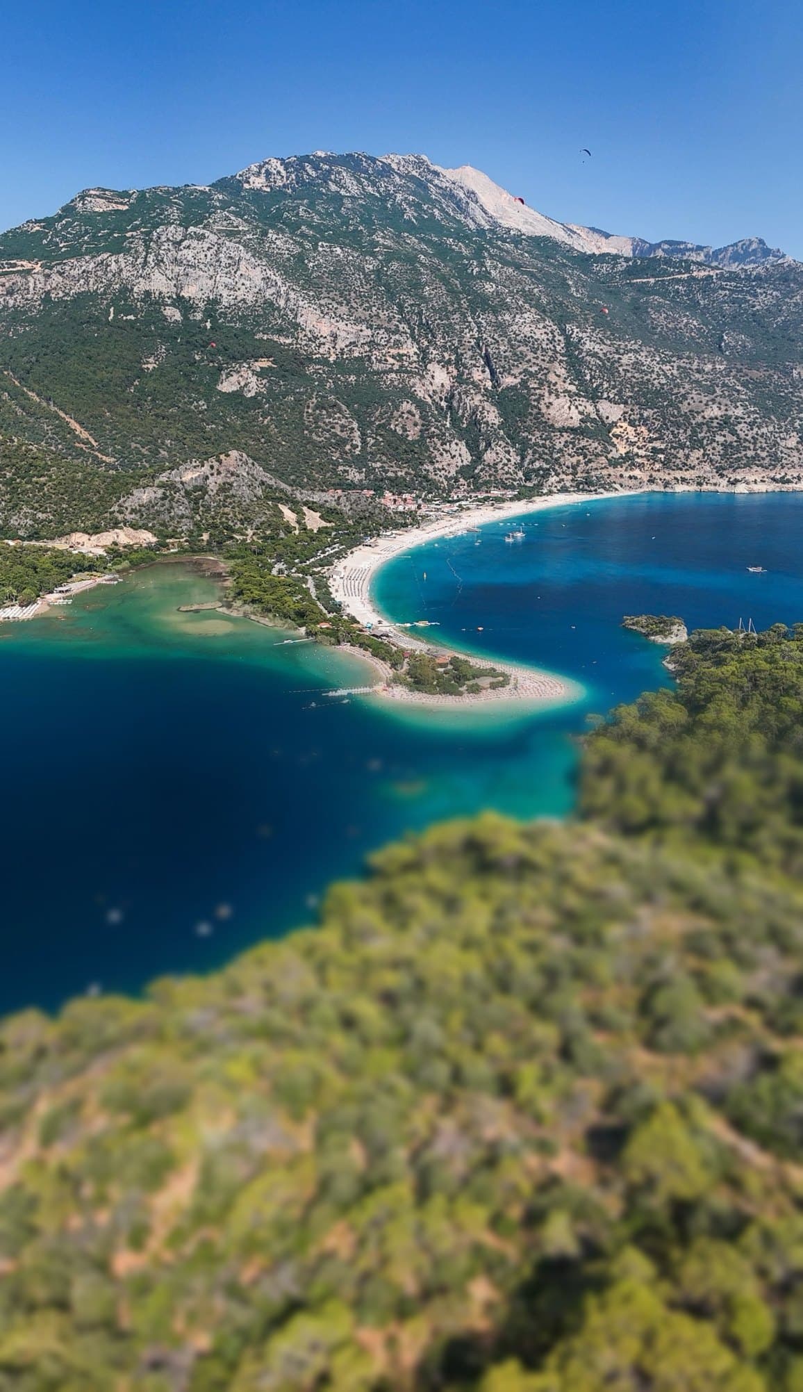 Luchtfoto van de Blauwe Lagune bij Ölüdeniz in Turkije