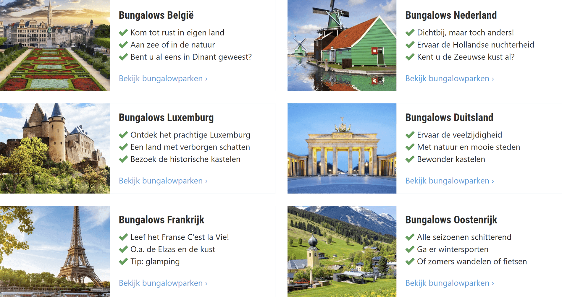 Bungalowspecials alle landen