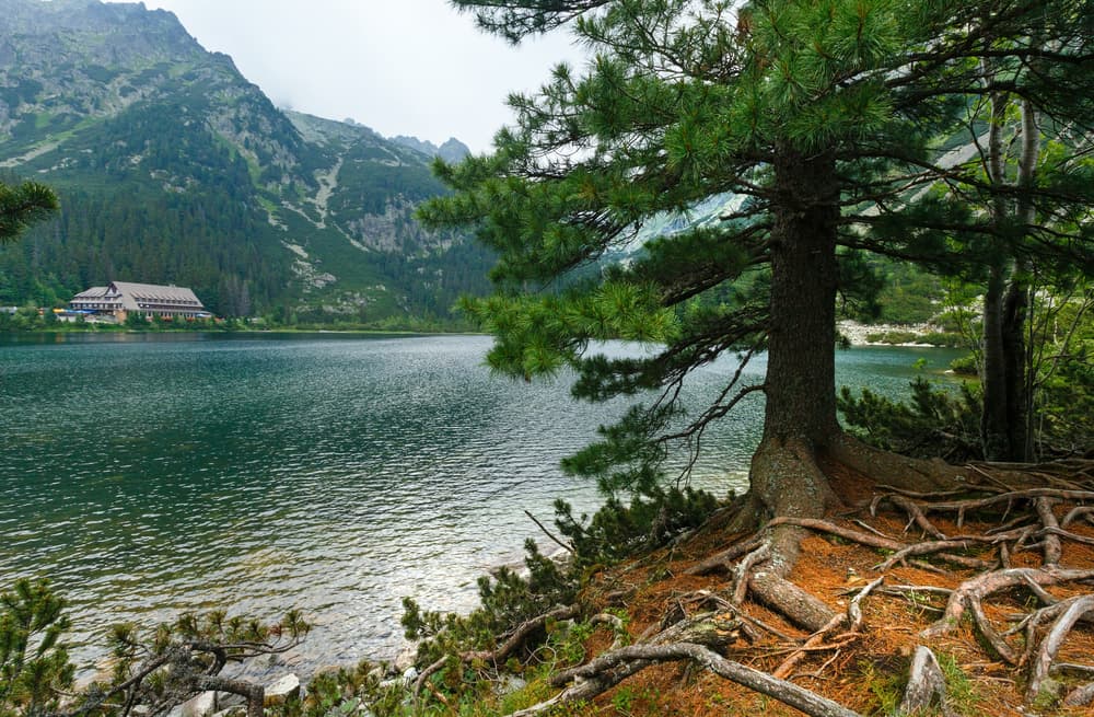 Popradske Pleso and High Tatras summer cloudy mountain view (Slovakia)